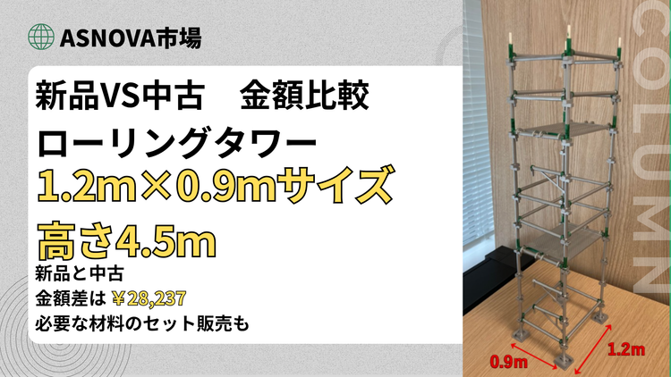 ローリングタワー 1.2m×0.9m 高さ4.5m 新品と中古の金額比較 ASNOVA市場