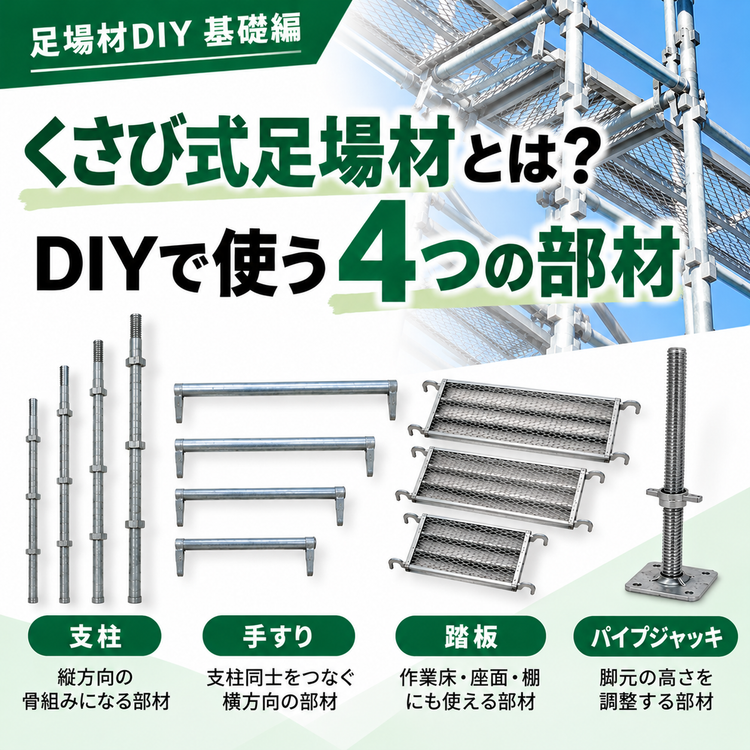 くさび式足場材とは？DIYで使う4つの部材と役割を紹介