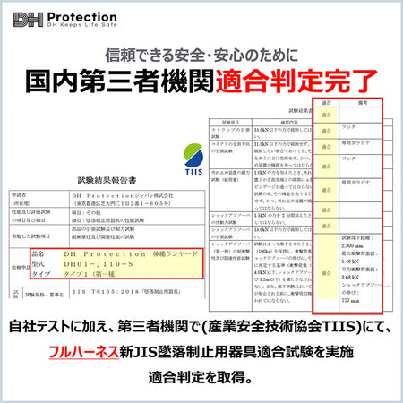 スチール蛇腹ランヤード1種 フルハーネス型　100kg対応