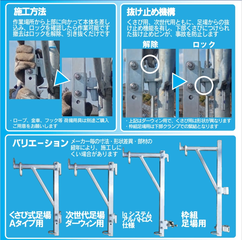 アルミ金車ブラケット　足場　フクザワ